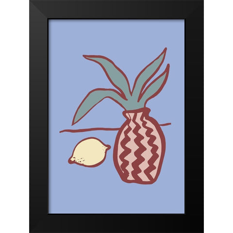 Blue Lemon Black Modern Wood Framed Art Print by 1x Studio