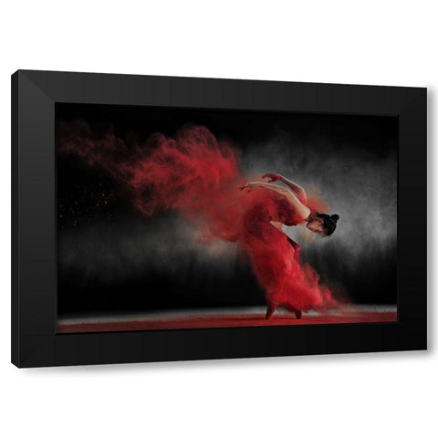 Fire Dance Black Modern Wood Framed Art Print with Double Matting by Kisworo, Sebastian