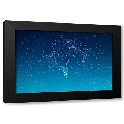 Fishing Black Modern Wood Framed Art Print by AL Farsi, Haitham