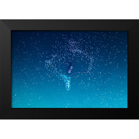 Fishing Black Modern Wood Framed Art Print by AL Farsi, Haitham