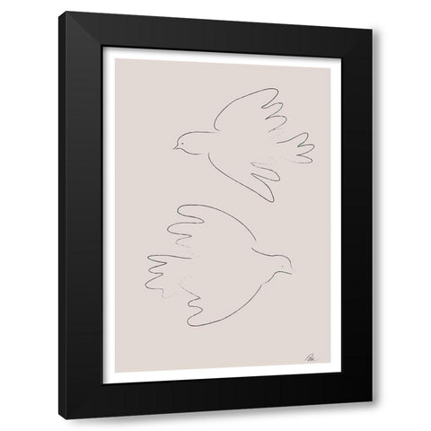Two Doves Black Modern Wood Framed Art Print by 1x Studio II