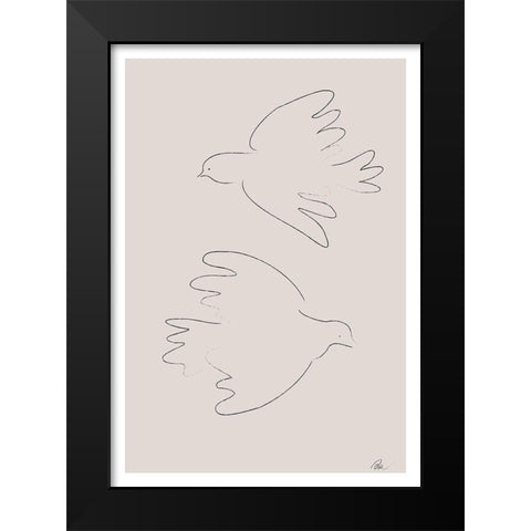 Two Doves Black Modern Wood Framed Art Print by 1x Studio II