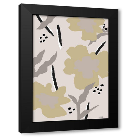 Beige Flowers Black Modern Wood Framed Art Print with Double Matting by 1x Studio II