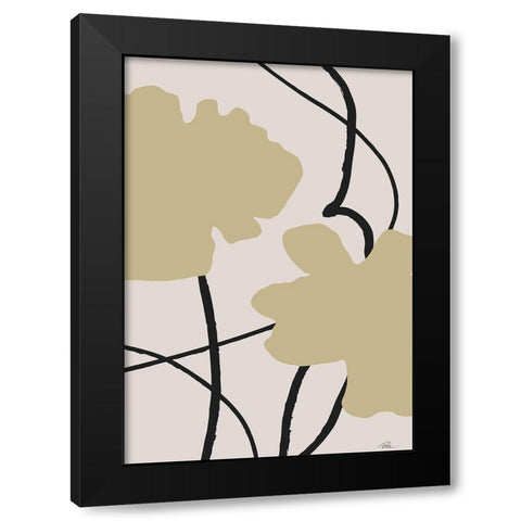 Beige Flowers 02 Black Modern Wood Framed Art Print with Double Matting by 1x Studio II