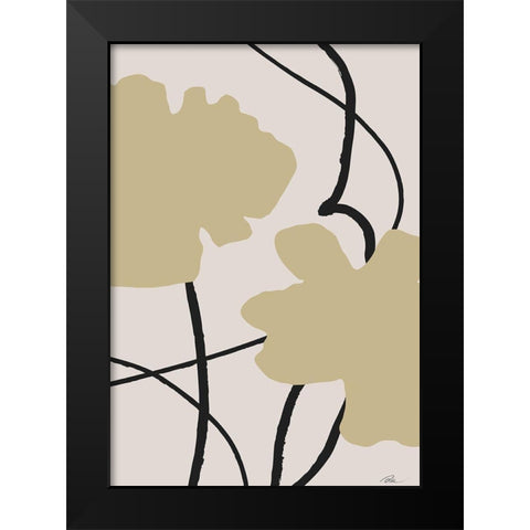 Beige Flowers 02 Black Modern Wood Framed Art Print by 1x Studio II