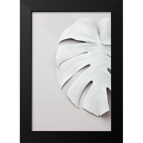 Monstera White 01 Black Modern Wood Framed Art Print by 1x Studio III