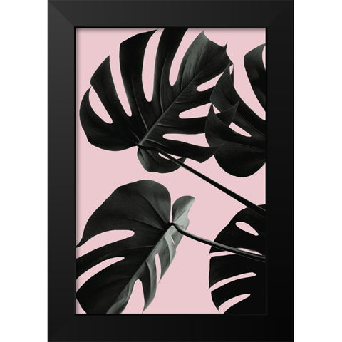Monstera Pink No 01 Black Modern Wood Framed Art Print by 1x Studio III