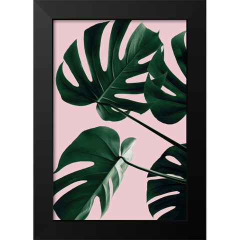 Monstera Pink No 08 Black Modern Wood Framed Art Print by 1x Studio III