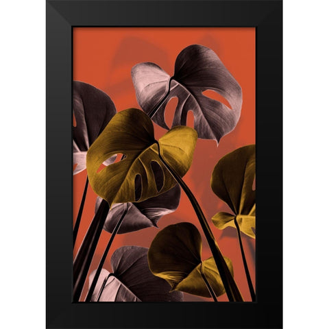Monstera Orange 01 Black Modern Wood Framed Art Print by 1x Studio III