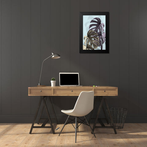 Monstera Blue 02 Black Modern Wood Framed Art Print by 1x Studio III