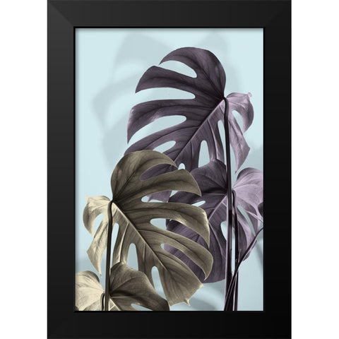 Monstera Blue 02 Black Modern Wood Framed Art Print by 1x Studio III