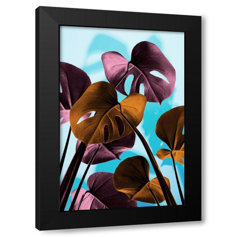 Monstera Blue 03 Black Modern Wood Framed Art Print by 1x Studio III