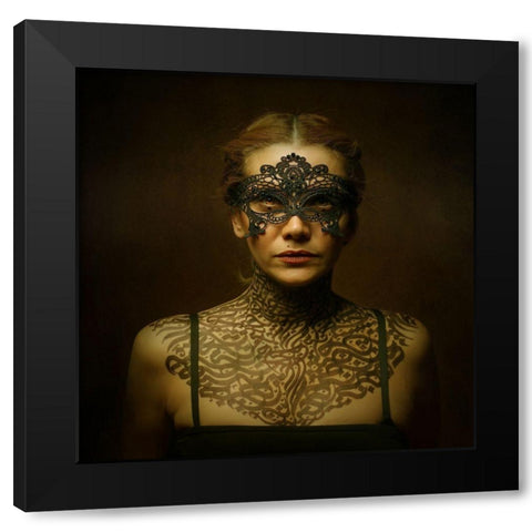 The Girl Of Typography Black Modern Wood Framed Art Print by Hasheminasab, Moein