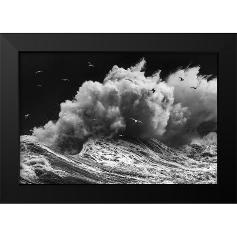 Birds In The Storm (Part 1) Black Modern Wood Framed Art Print by Lazzarotti, Paolo