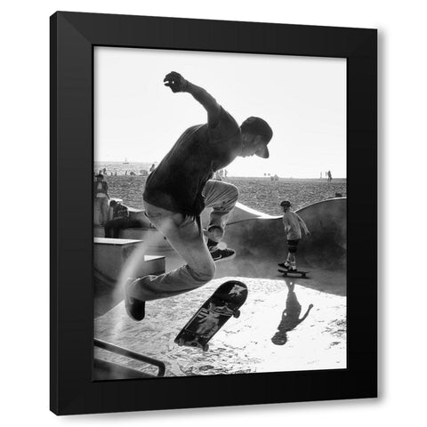 Skateboard Black Modern Wood Framed Art Print with Double Matting by Demoulin, Vincent