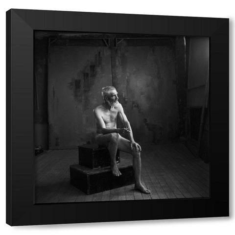 Nude Art Black Modern Wood Framed Art Print with Double Matting by Kalynsky
