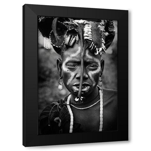 Mursi Black Modern Wood Framed Art Print with Double Matting by Yosifov, Svetlin