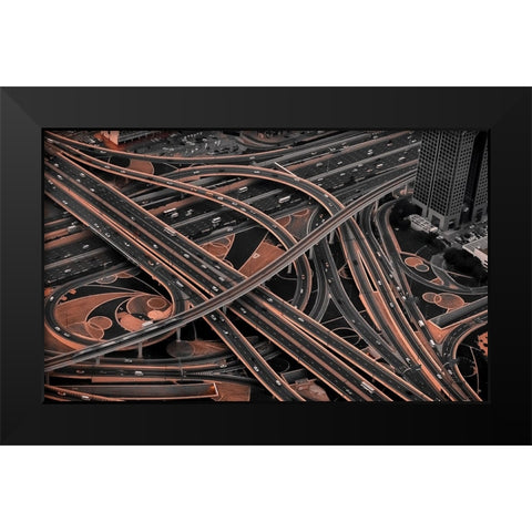 Dubai Black Modern Wood Framed Art Print by Tesching, Klaus