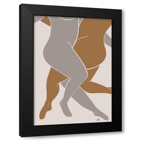 Lovers Beige Black Modern Wood Framed Art Print by 1x Studio II