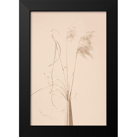 Dried Grass Vase Beige Black Modern Wood Framed Art Print by 1x Studio III