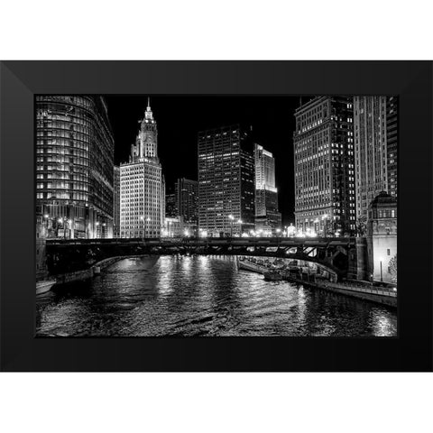 Chicago River Black Modern Wood Framed Art Print by Lewis, Jeff