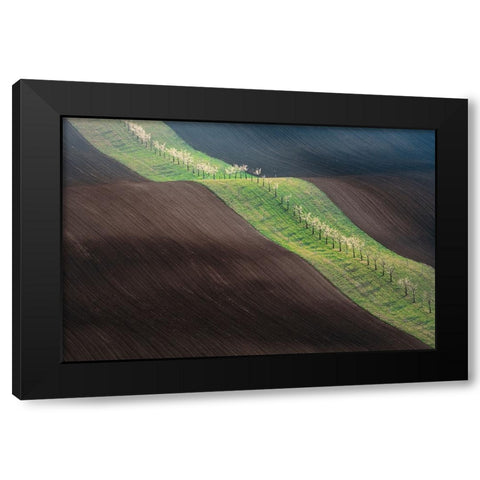 From Left To Right Black Modern Wood Framed Art Print by Kovar, Petr