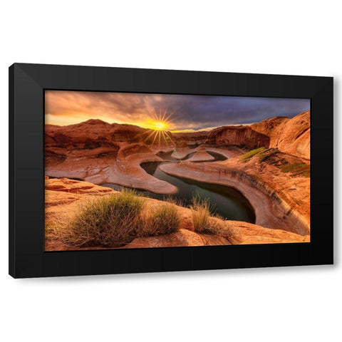 Sunrise At Reflection Canyon Black Modern Wood Framed Art Print with Double Matting by Bian, James