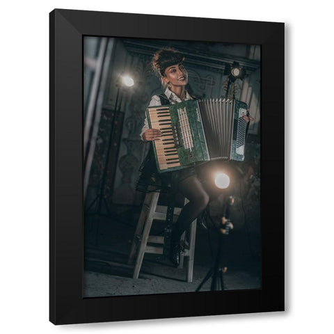 Moulin Rouge! Black Modern Wood Framed Art Print with Double Matting by Behzadi, Amir