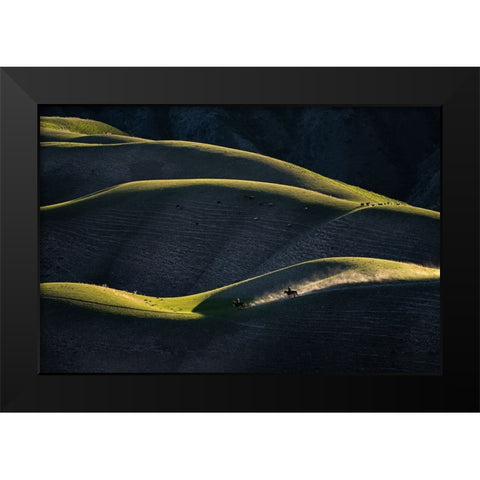 HerdsmanS Life Black Modern Wood Framed Art Print by Liao, Yuhan