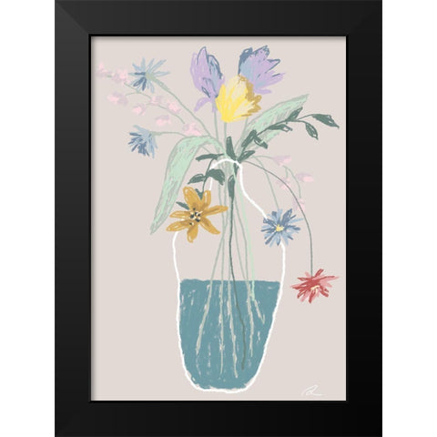 Flower Bouquet Black Modern Wood Framed Art Print by 1x Studio II