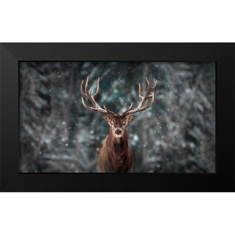 Deer King Black Modern Wood Framed Art Print by Lee, Kim