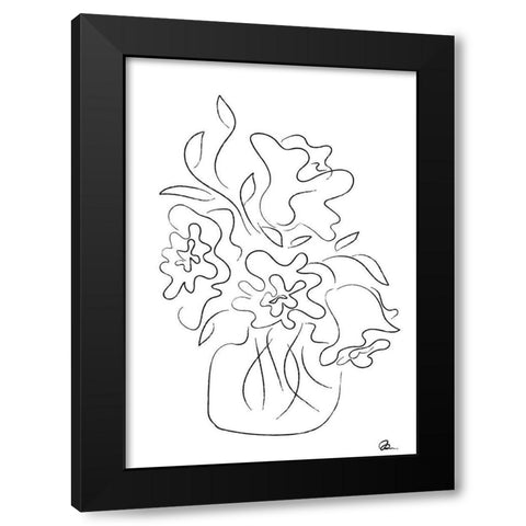 Flower Bouquet White Black Modern Wood Framed Art Print with Double Matting by 1x Studio II