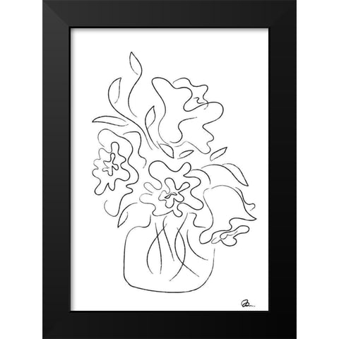 Flower Bouquet White Black Modern Wood Framed Art Print by 1x Studio II
