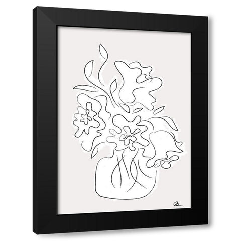 Flower Bouquet Grey Black Modern Wood Framed Art Print by 1x Studio II