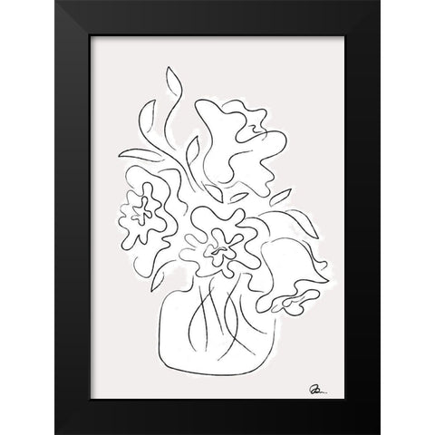 Flower Bouquet Grey Black Modern Wood Framed Art Print by 1x Studio II
