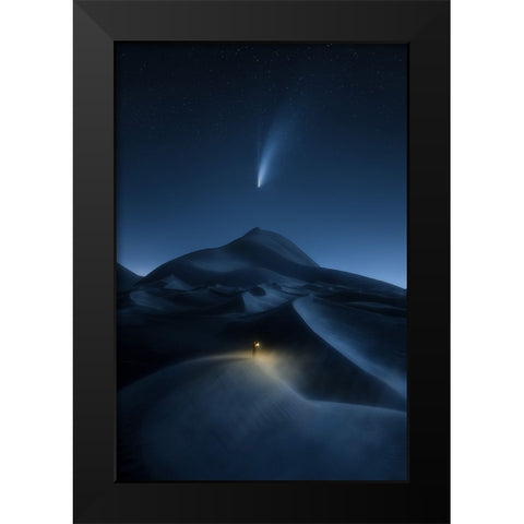 The Night The Comet Came Black Modern Wood Framed Art Print by Zao, Yanming