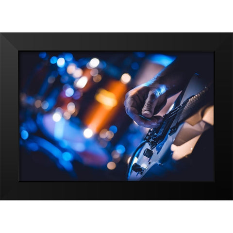 Music Black Modern Wood Framed Art Print by Ajkabajka