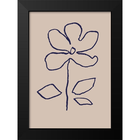 Oil Pastel Flower Blue Black Modern Wood Framed Art Print by 1x Studio