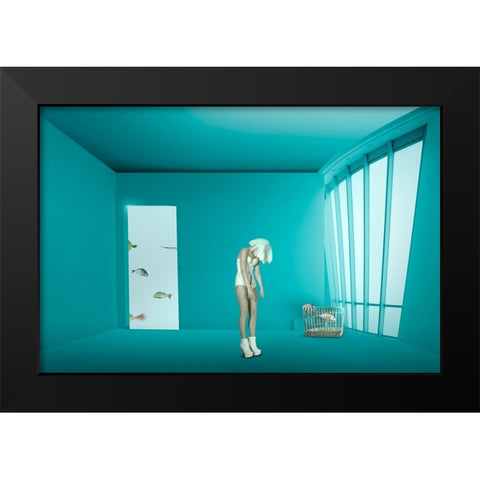 Caging Black Modern Wood Framed Art Print by von Diepenbroek, Christine