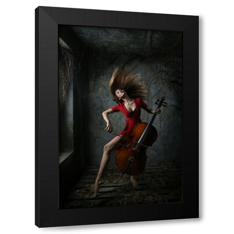 The Rhythm Of Sadness Black Modern Wood Framed Art Print by Kisworo, Sebastian