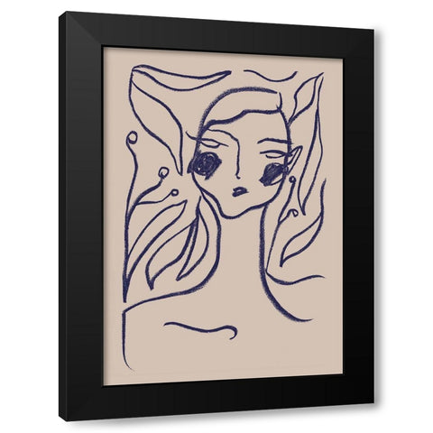 Gaia Blue Black Modern Wood Framed Art Print by 1x Studio