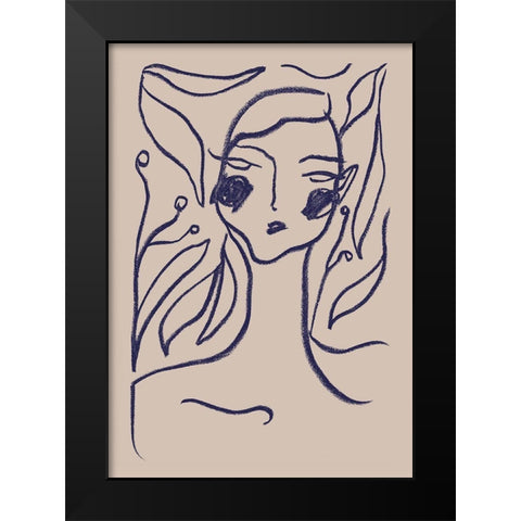 Gaia Blue Black Modern Wood Framed Art Print by 1x Studio