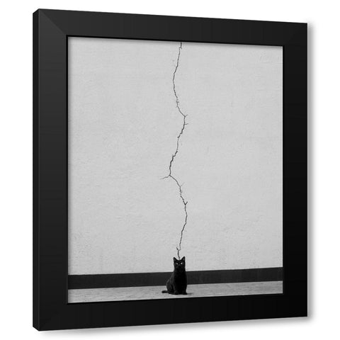 Cat Thoughts Black Modern Wood Framed Art Print by Alizolghadri93