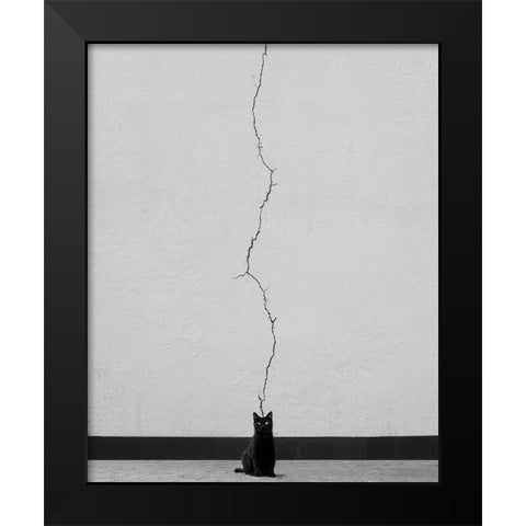 Cat Thoughts Black Modern Wood Framed Art Print by Alizolghadri93