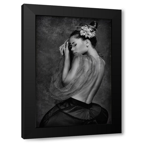 Delicate Black Modern Wood Framed Art Print with Double Matting by Gil Raga, Joan