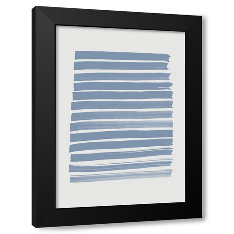 Blue Strokes Black Modern Wood Framed Art Print by 1x Studio