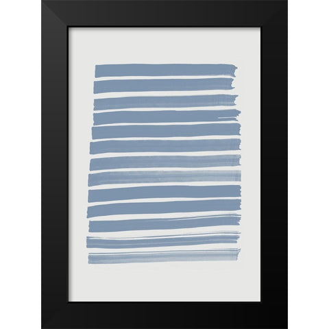 Blue Strokes Black Modern Wood Framed Art Print by 1x Studio