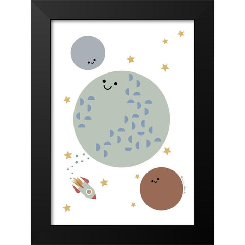 Solar Earth Moon Black Modern Wood Framed Art Print by 1x Studio II