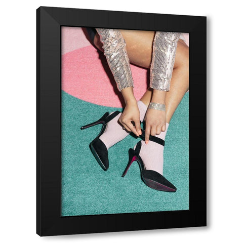 Getting Ready Green Black Modern Wood Framed Art Print with Double Matting by 1x Studio III