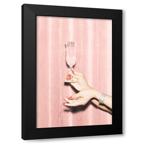 Heres To Pink 01 Black Modern Wood Framed Art Print with Double Matting by 1x Studio III